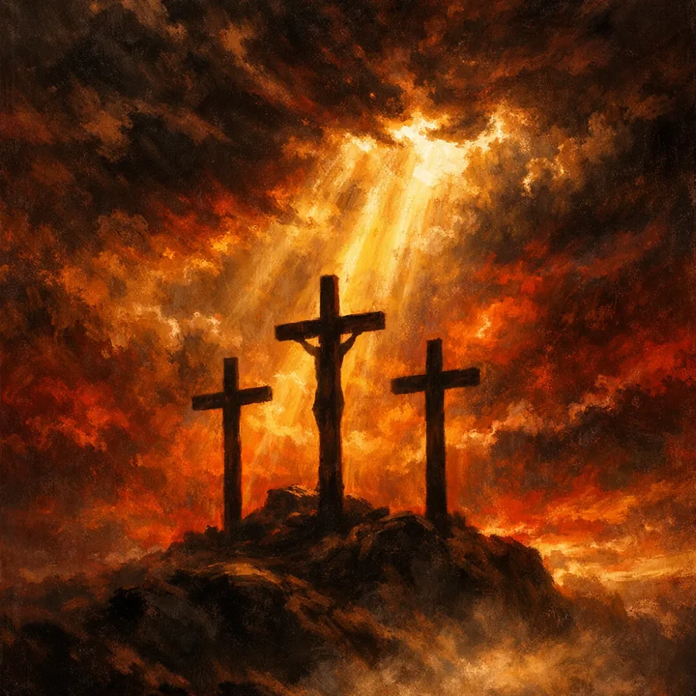 Three crosses on a hill